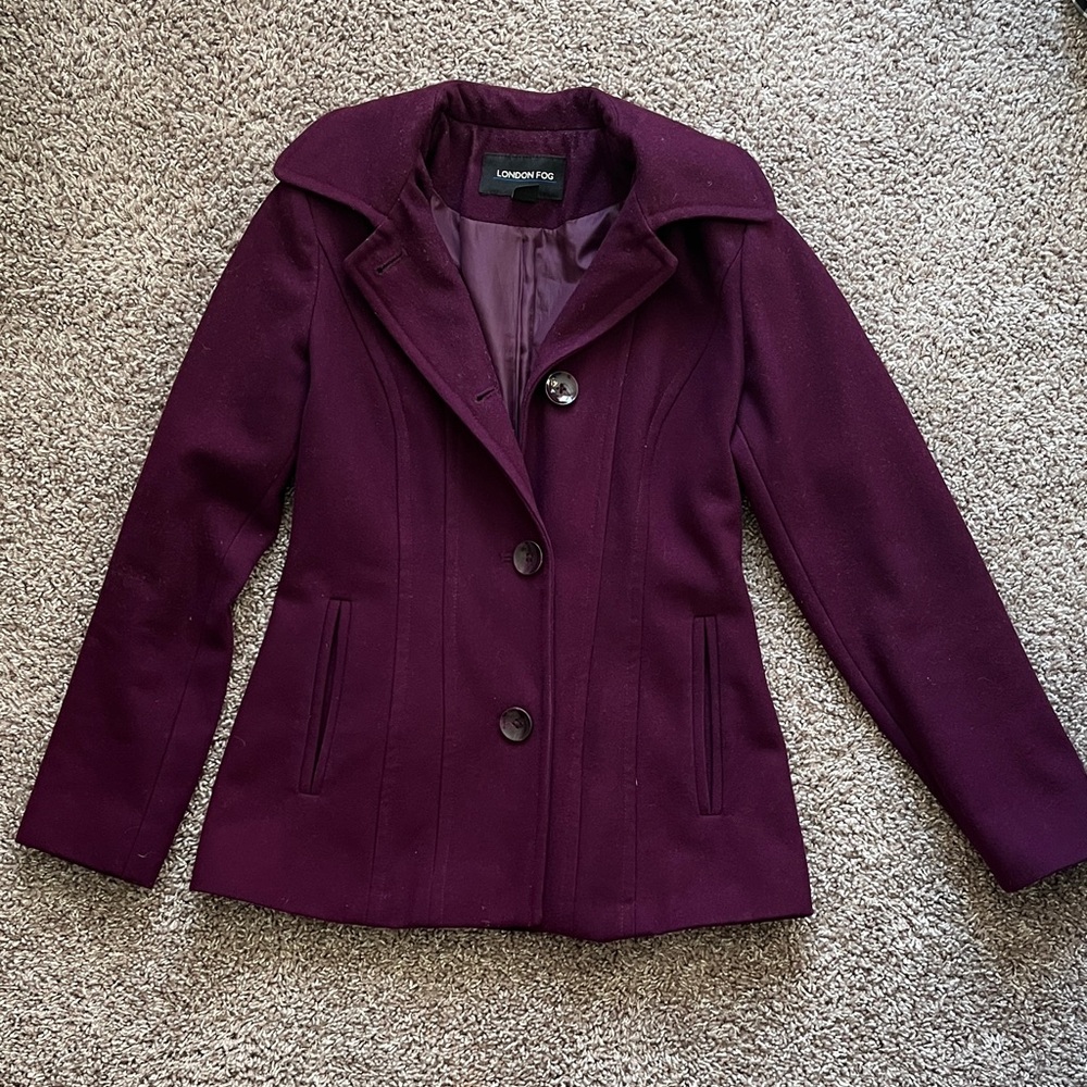London Fog Women's Deep Purple Wool Coat